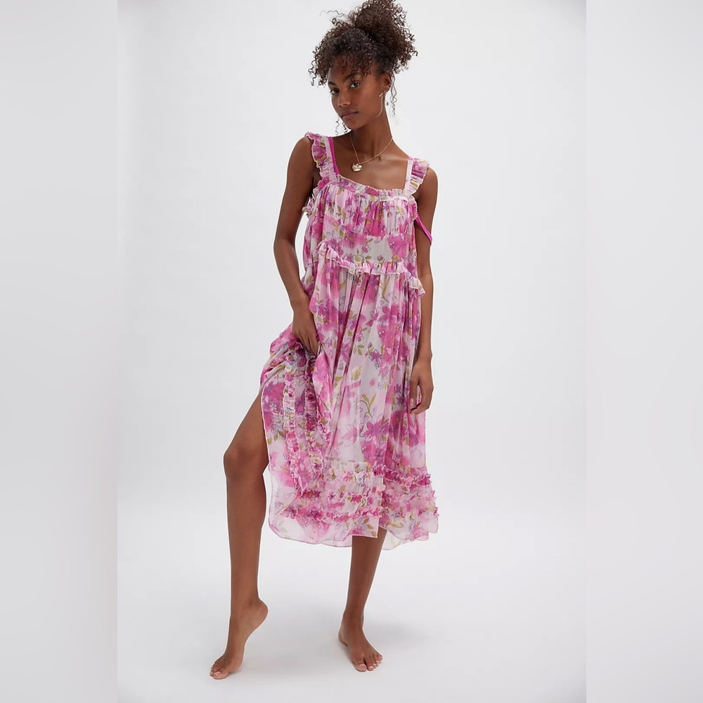 Free People Moon Phase Printed Midi Dress in Pop Combo - Picture 2 of 11